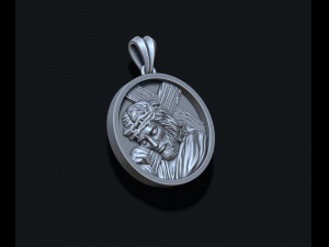 Jesus with cross round pendant 3D Baskı Modeli