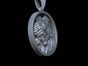 Jesus with cross round pendant 3D Print Model