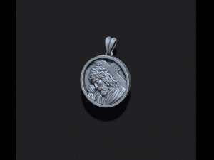 Jesus with cross round pendant 3D Baskı Modeli