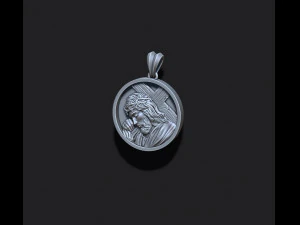 Jesus with cross round pendant 3D Print Model