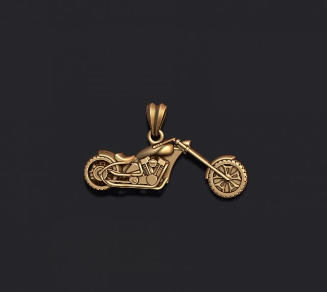 Motorcycle chopper pendant basrelief 3D Print Model .c4d .max .obj .3ds .fbx .stl .blend
