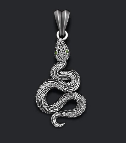 Snake pendant with gems 3D Принт Модель .c4d .max .obj .3ds .fbx .stl .blend 