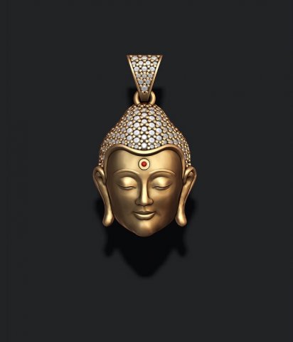 Buddha head with gems pendant 3Dプリントモデル .c4d .max .obj .3ds .fbx .stl .blend 