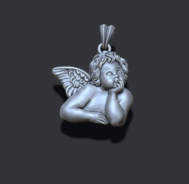 Dreaming angel pendant 3D Print Model .c4d .max .obj .3ds .fbx .stl .blend 