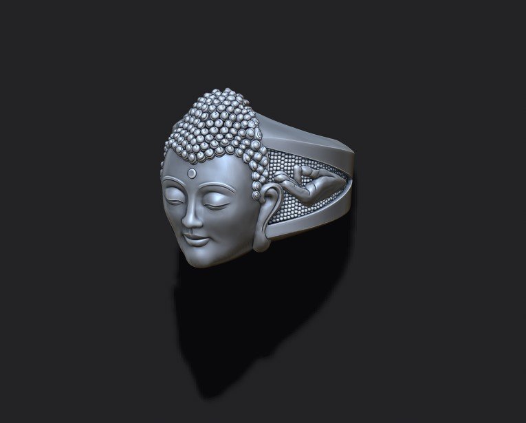 Observeer Monarchie Hick Buddha head ring 3D Print Model in Rings 3DExport