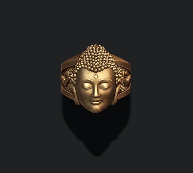 Buddha head ring 3D Print Model .c4d .max .obj .3ds .fbx .stl .blend