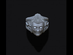 Buddha head ring Model Cetak 3D