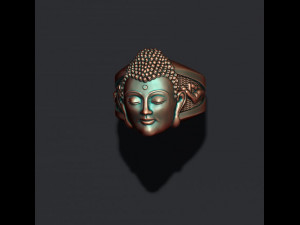 Buddha head ring Model Cetak 3D