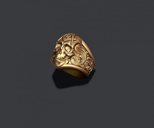 Mason skull ring 3D Print Model .c4d .max .obj .3ds .fbx .stl .blend 