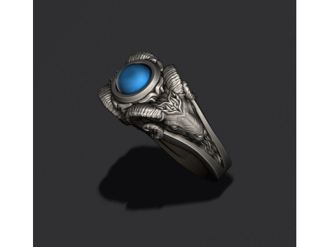 Two head ram ring with gem 3D Принт Модель