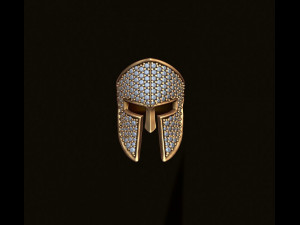 Spartan helmet ring with gems Model Cetak 3D