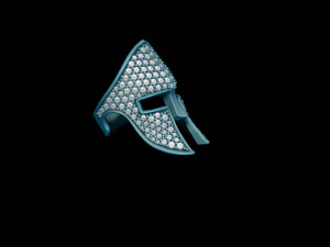 Spartan helmet ring with gems Model Cetak 3D