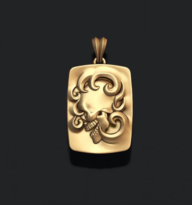 Skull fire pendant 3D Print Model .c4d .max .obj .3ds .fbx .stl .blend 