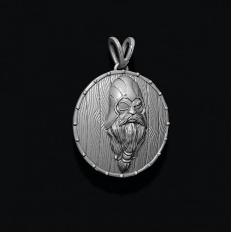 Viking Odin head shield pendant 3D 打印模型 .c4d .max .obj .3ds .fbx .stl .blend 