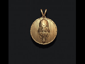 Viking Odin head shield pendant 3D 打印模型