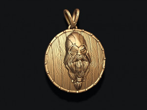 Viking Odin head shield pendant 3D 打印模型