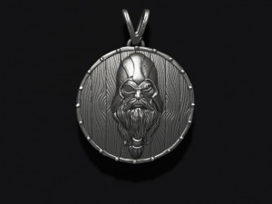 Viking Odin head shield pendant 3D 打印模型