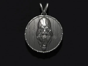 Viking Odin head shield pendant 3D Print Model