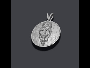 Viking Odin head shield pendant 3D 打印模型