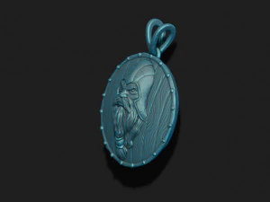 Viking Odin head shield pendant 3D Print Model