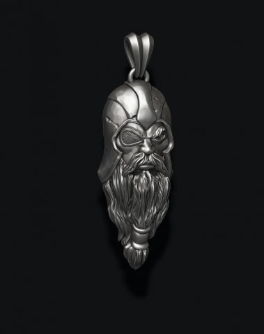 Viking Odin head pendant 3D Baskı Modeli .c4d .max .obj .3ds .fbx .stl .blend 