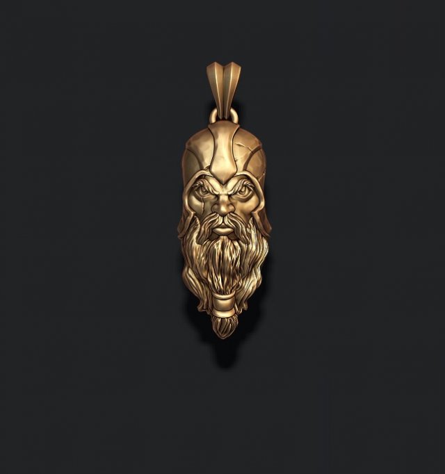 Viking head pendant 3D Print Model .c4d .max .obj .3ds .fbx .stl .blend