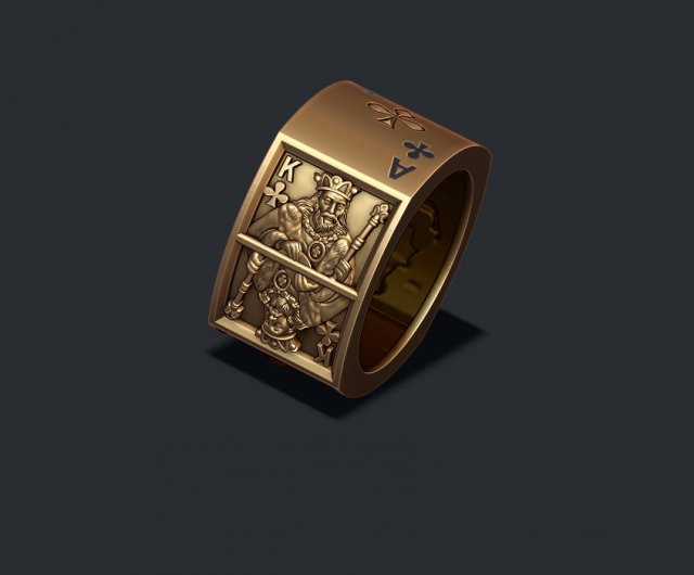 Playing cards club pairs ring 3Dプリントモデル .c4d .max .obj .3ds .fbx .stl .blend 