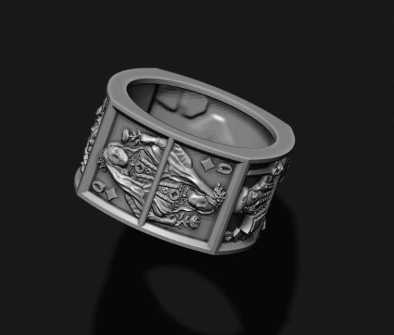 Playing cards diamonds pairs ring 3D Print Model .c4d .max .obj .3ds .fbx .stl .blend