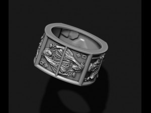 Playing cards diamonds pairs ring 3D 打印模型