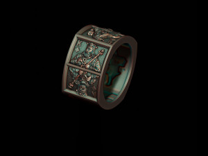 Playing cards diamonds pairs ring 3D Print Model