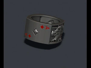 Playing cards diamonds pairs ring 3D Print Model
