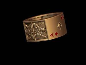 Playing cards diamonds pairs ring 3D Print Model