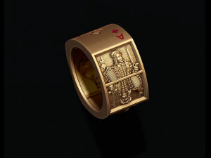Playing cards diamonds pairs ring 3D Print Model