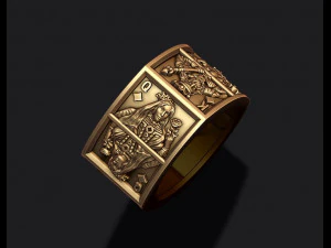 Playing cards diamonds pairs ring 3D Print Model