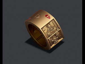 Playing cards hearts pairs ring 3D-Druckmodell