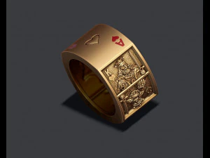 카드 놀이 하트 쌍 반지 3D 프린트 모델