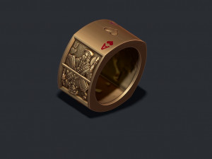 Playing cards hearts pairs ring Modèles 3D en vedette