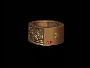 Playing cards hearts pairs ring Modèles 3D en vedette