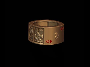 Playing cards hearts pairs ring 3D Print Model