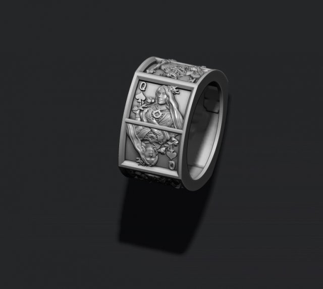 Playing cards spades pairs ring Model do druku 3D .c4d .max .obj .3ds .fbx .stl .blend 