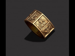 Playing cards Queens pairs ring 3D Druckmodell