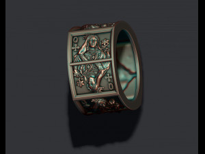 Playing cards Queens pairs ring 3D Druckmodell