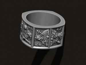 Playing cards Kings pairs ring Modèles 3D en vedette