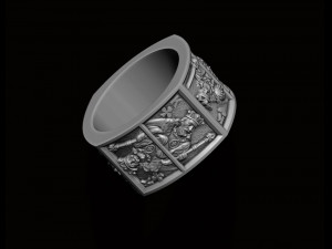 Playing cards Kings pairs ring Modèles 3D en vedette