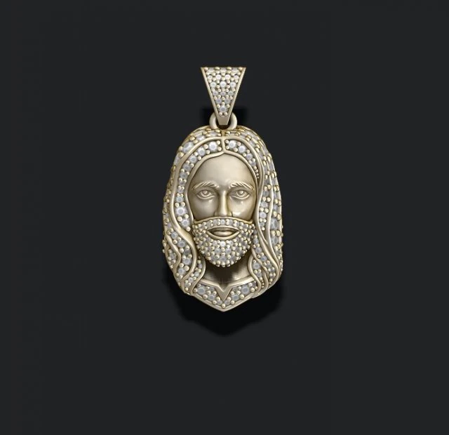 Jesus pendant with gems 3D Print Model .c4d .max .obj .3ds .fbx .stl .blend 