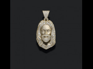 Jesus pendant with gems 3D Print Model