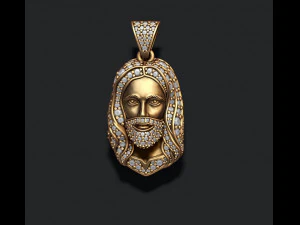 Jesus pendant with gems 3D Print Model
