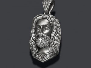 Jesus pendant with gems 3D Print Model