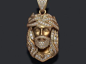 Jesus pendant thorns with gems Model do druku 3D