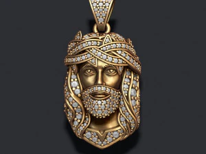 Jesus pendant thorns with gems 3D Print Model
